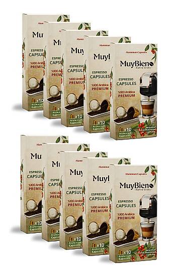 Premium Kapsül Kahve Avantaj Paketi 10x10 Nespresso Uyumlu Alüminyum Kapsül 100 Adet