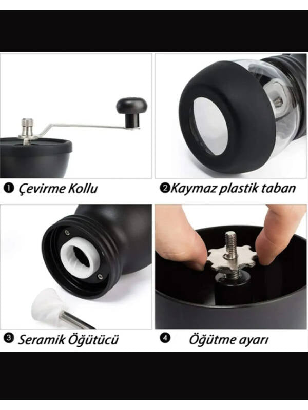 Kahve Değirmeni Seti Cam Yedek Hazneli - 7