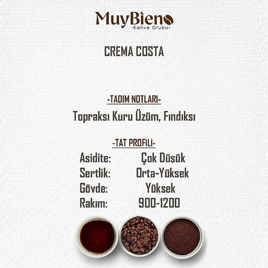 Crema Costa Filtre 1000 gr %100 Arabica Çekirdek Kahve