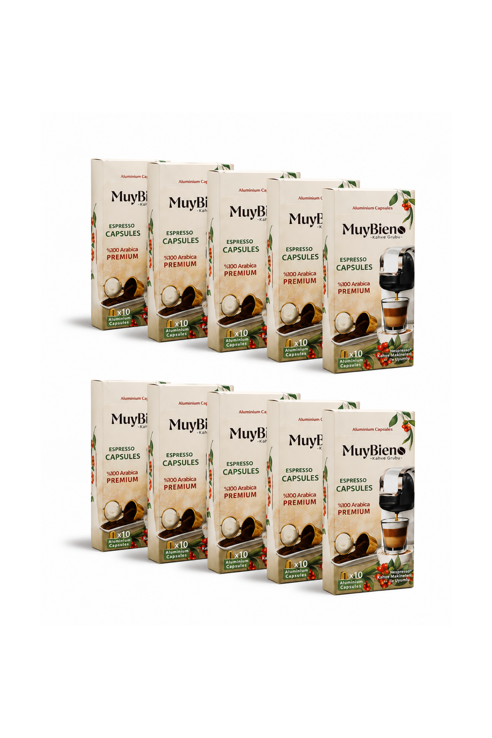 Premium Kapsül Kahve Avantaj Paketi 10x10 Nespresso Uyumlu Alüminyum Kapsül 100 Adet