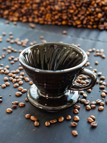 Siyah Seramik Dripper ve MuyBieno Demleme Kağıdı Seti 50'li